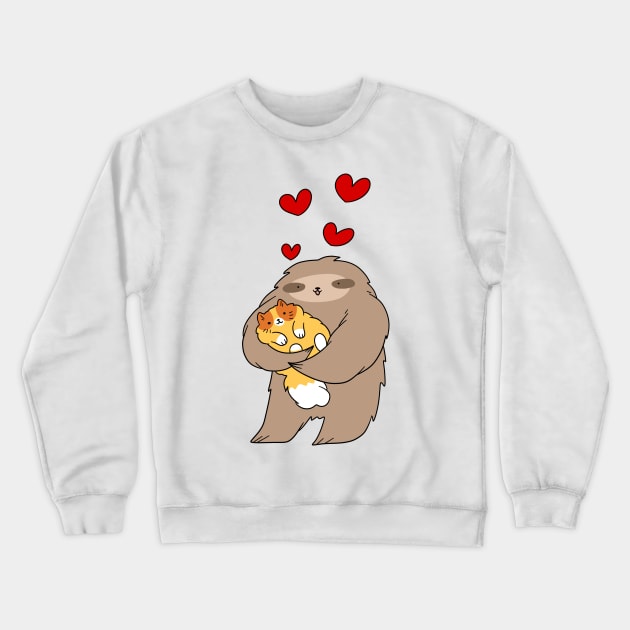 Sloth Loves Fluffy Kitten Crewneck Sweatshirt by saradaboru